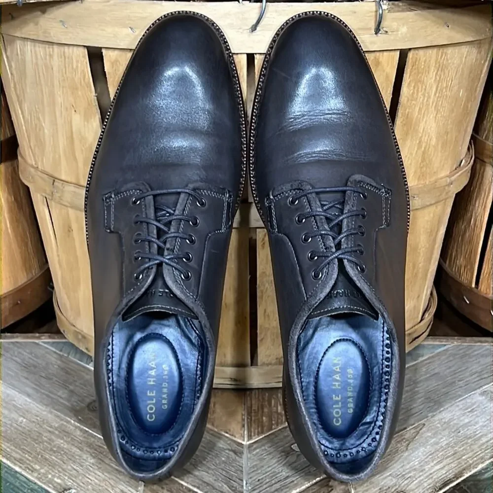 Cole Haan Warner Grand Postman Burnished Gray Leather Oxfords Shoes Mens 9.5